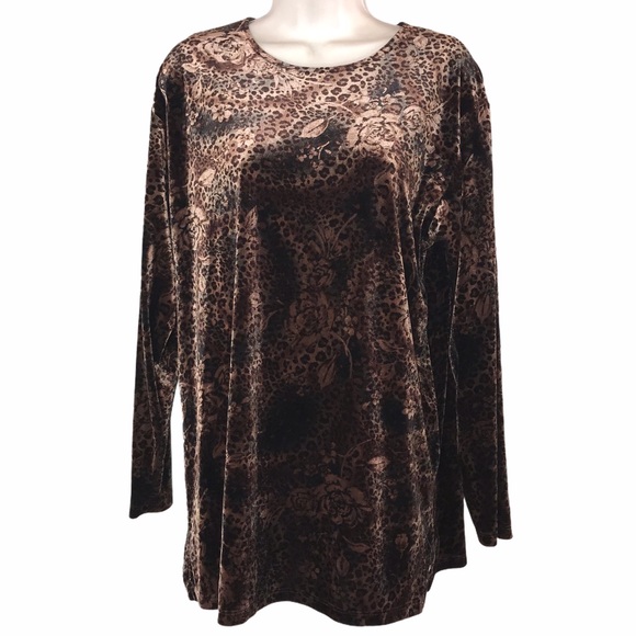 Leopard Roses Velour Top, Size XL - Picture 10 of 10